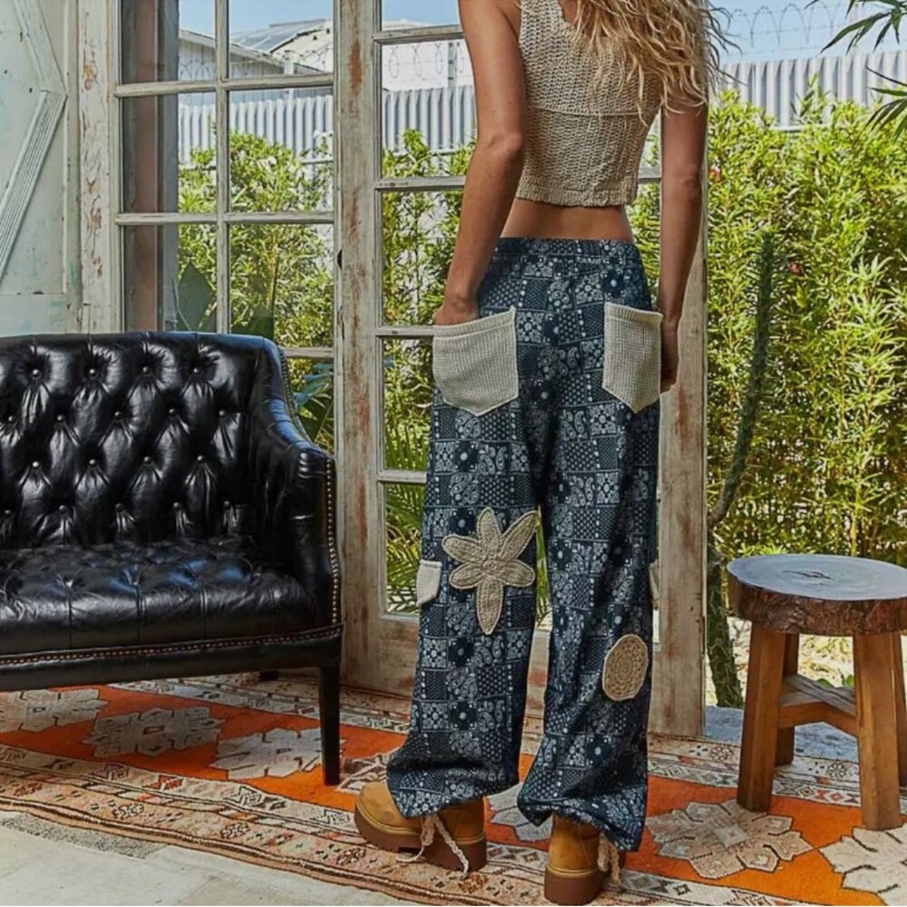 POL Starweave Patchwork Joggers With Crochet Deta… - image 11